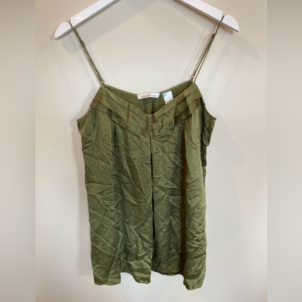 Laundry By Design 100% Silk Tank Top Green Womens Large